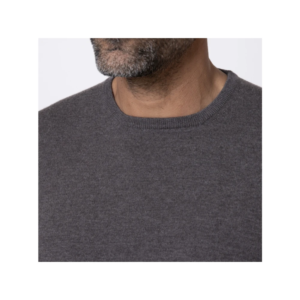 Gran Sasso Taupe Merino Wol Ronde Hals Trui Gray Heren