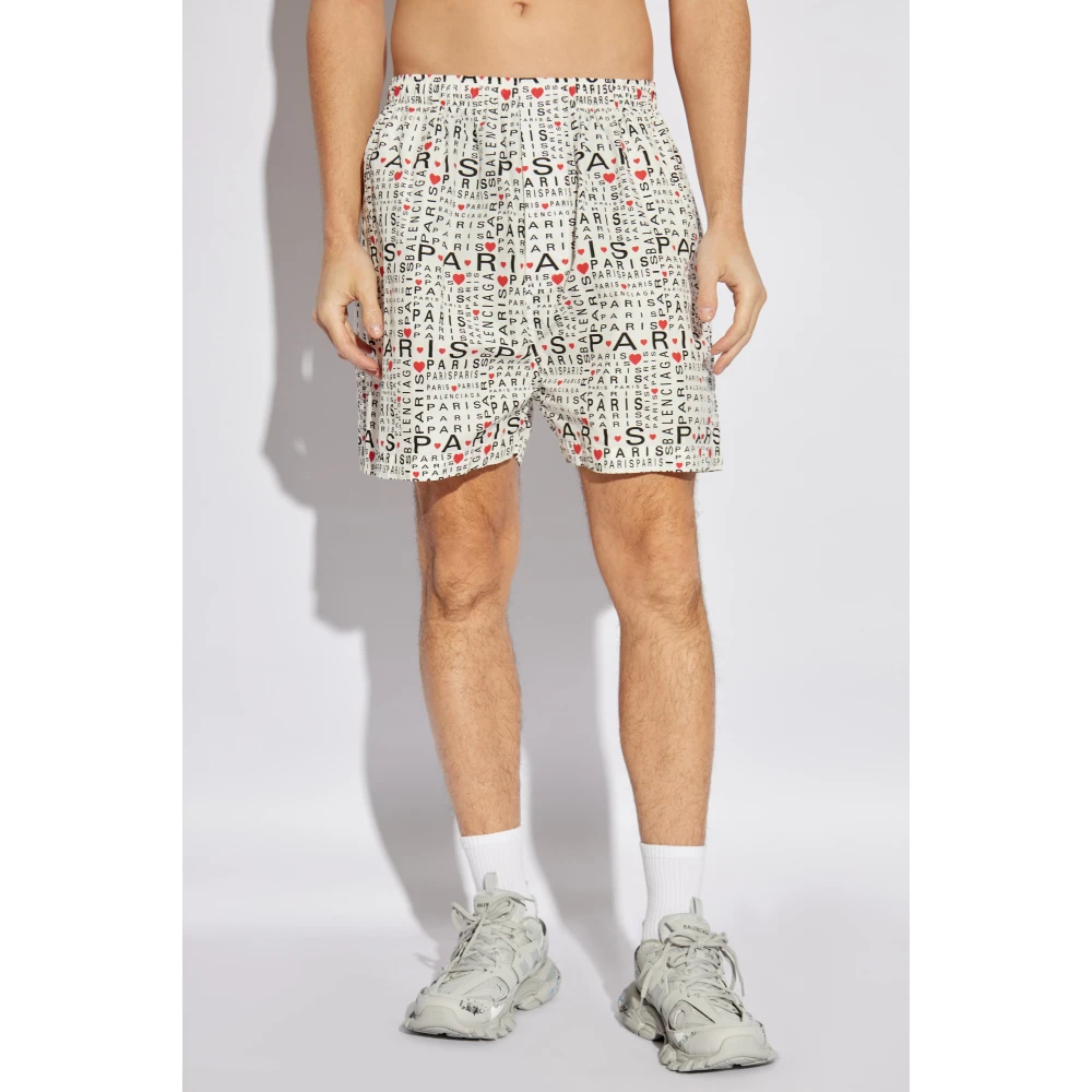 Balenciaga Shorts met logo White Heren