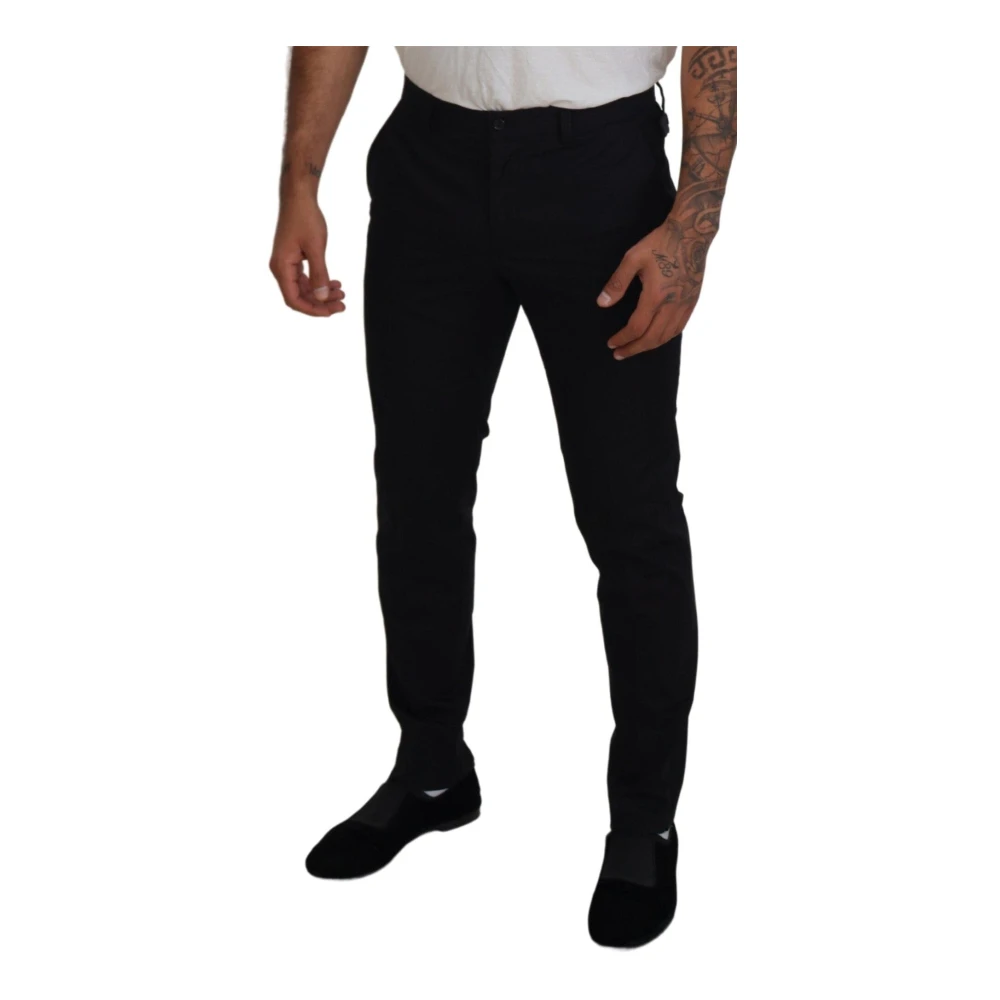 Dolce & Gabbana Zwarte Katoenen Formele Chinos Herenbroek Black Heren