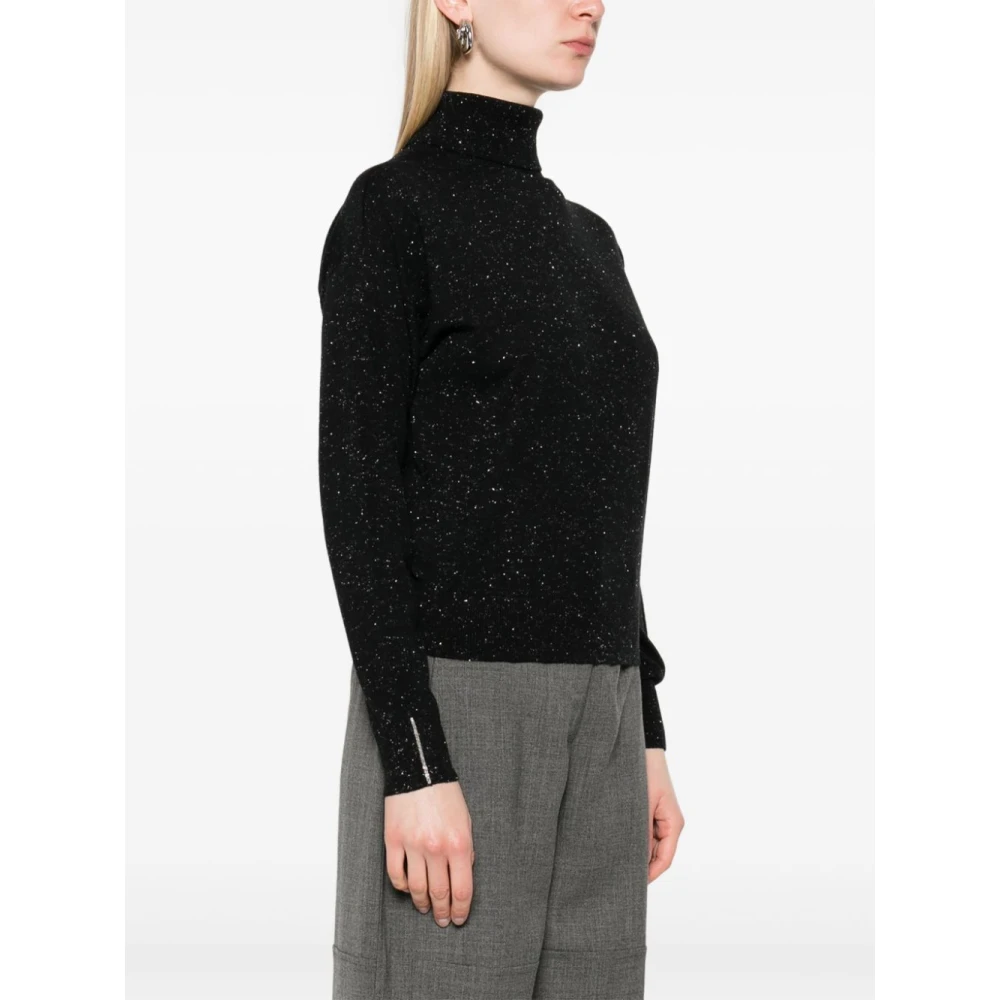 PESERICO Stijlvolle Gebreide Top Black Dames