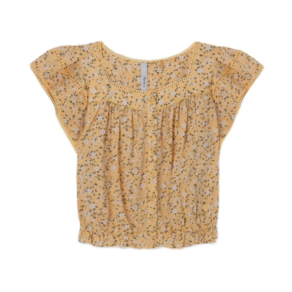 Pepe Jeans Women's Yellow Romantic Butterfly Sleeve Top