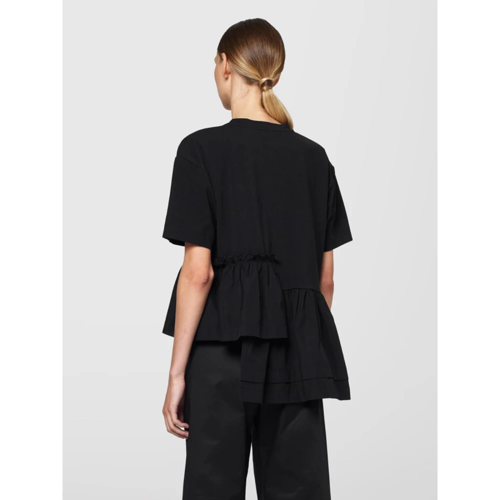 Alpha Studio Giro Ruffle T-Shirt Black Dames