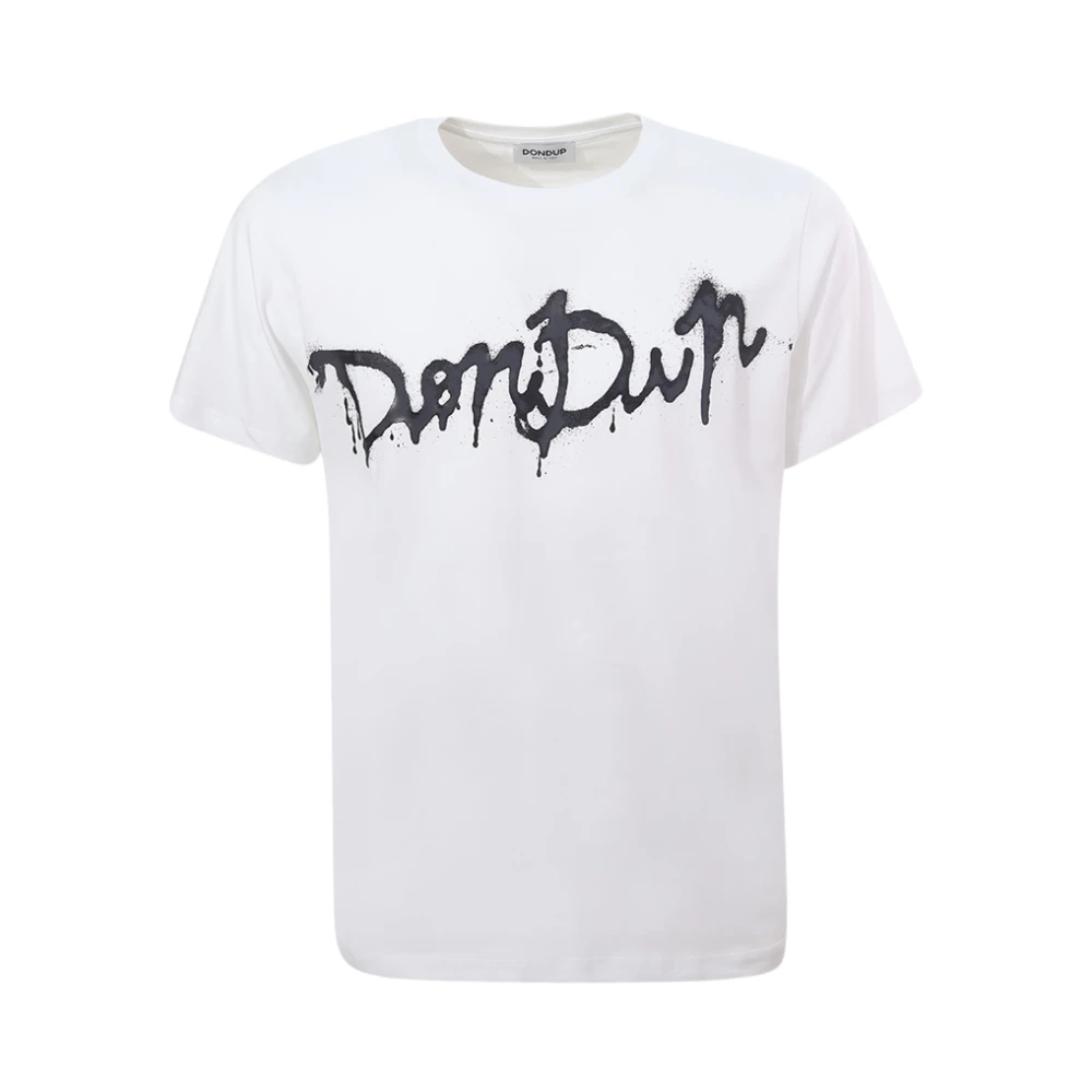 Dondup Wit Crew-neck T-shirt met Contrasterend Logo White Heren