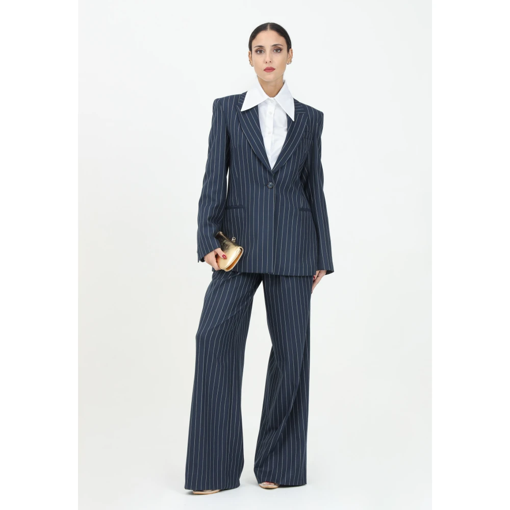 Mar De Margaritas Elegante Blauwe Gestreepte Broek Blue Dames