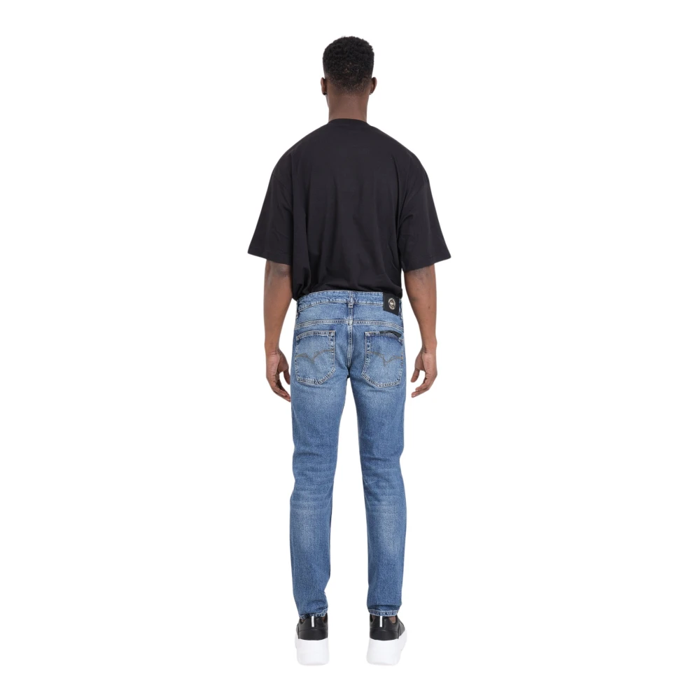 Versace Jeans Couture Indigo Smalle Dundee Fit Denim Jeans Blue Heren