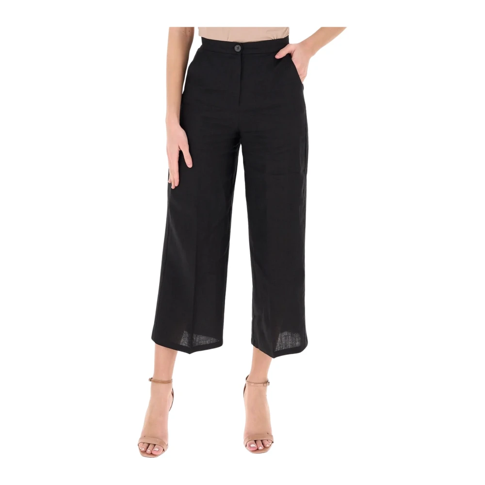 Emme Di Marella Women's Black Clava Cropped Trousers - Cropped Trousers - 2XL - Trousers