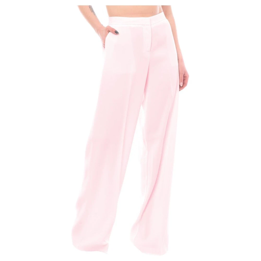 pinko Wijde Crêpe Broek Pink Dames