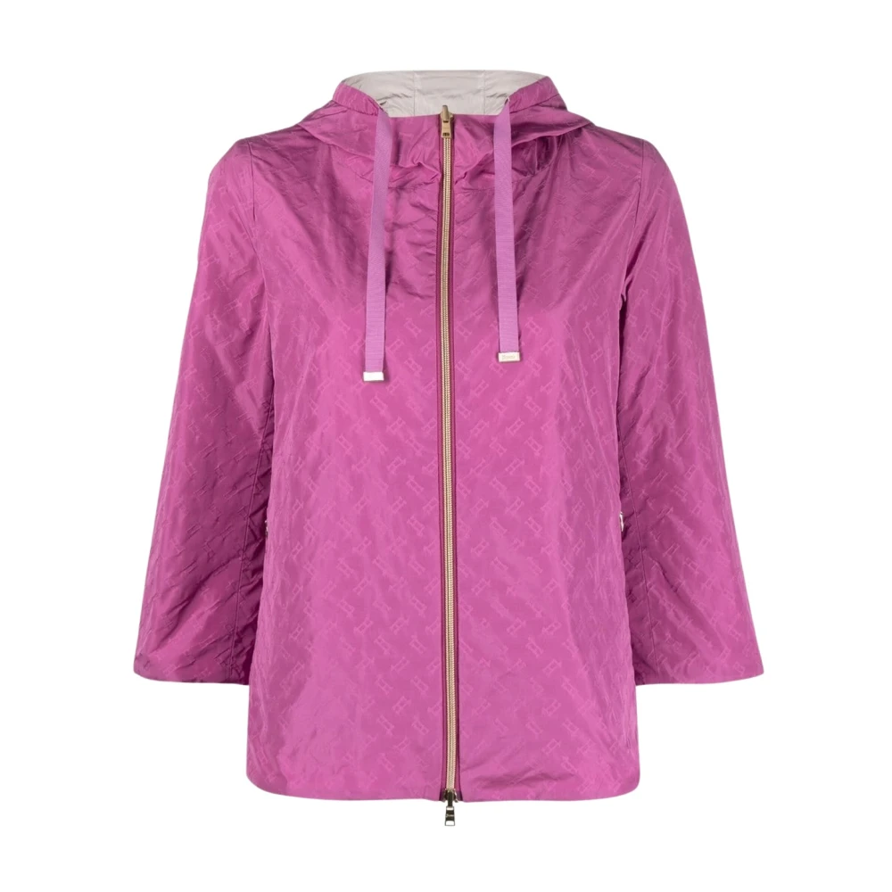 Herno Pink Reversible Monogram-Print Jacket - Female - Light Jackets - M - Jackets