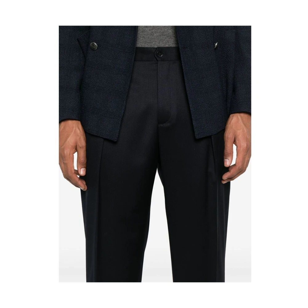Briglia Blauwe Wolmix Tapered Leg Broek Blue Heren