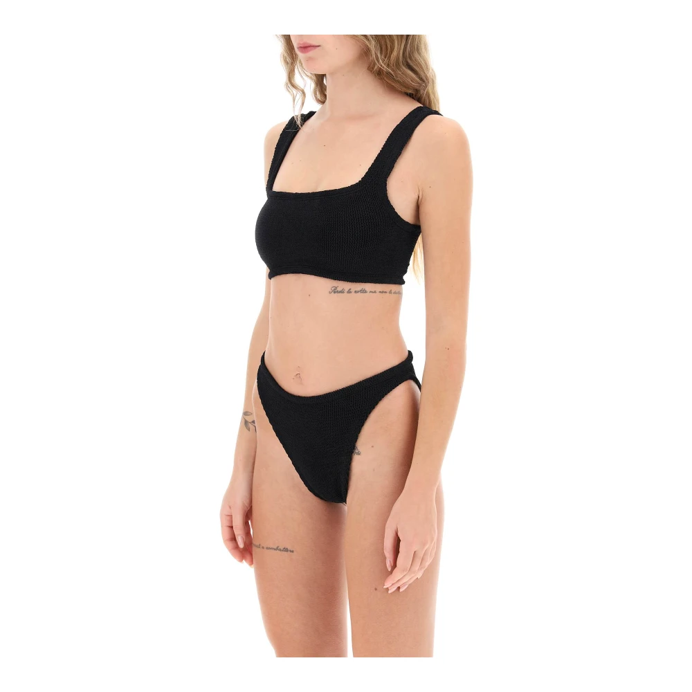 Hunza G Gekreukelde Stretch Tweedelige Bikini Set Black Dames