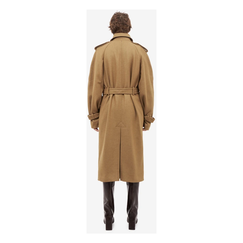 SPORTMAX Khaki Wollen Jas met Riem Beige Dames