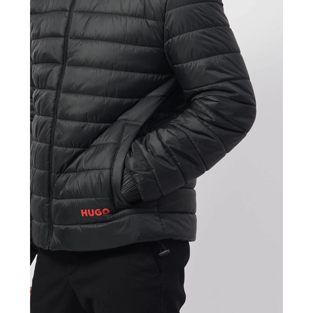 Hugo Boss Zwarte Piumino Brent Jas met Capuchon Black Heren