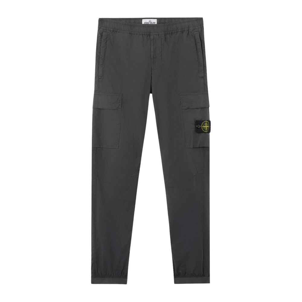 Stone Island Cargo Broek in Stretch Katoen Tela Black Heren