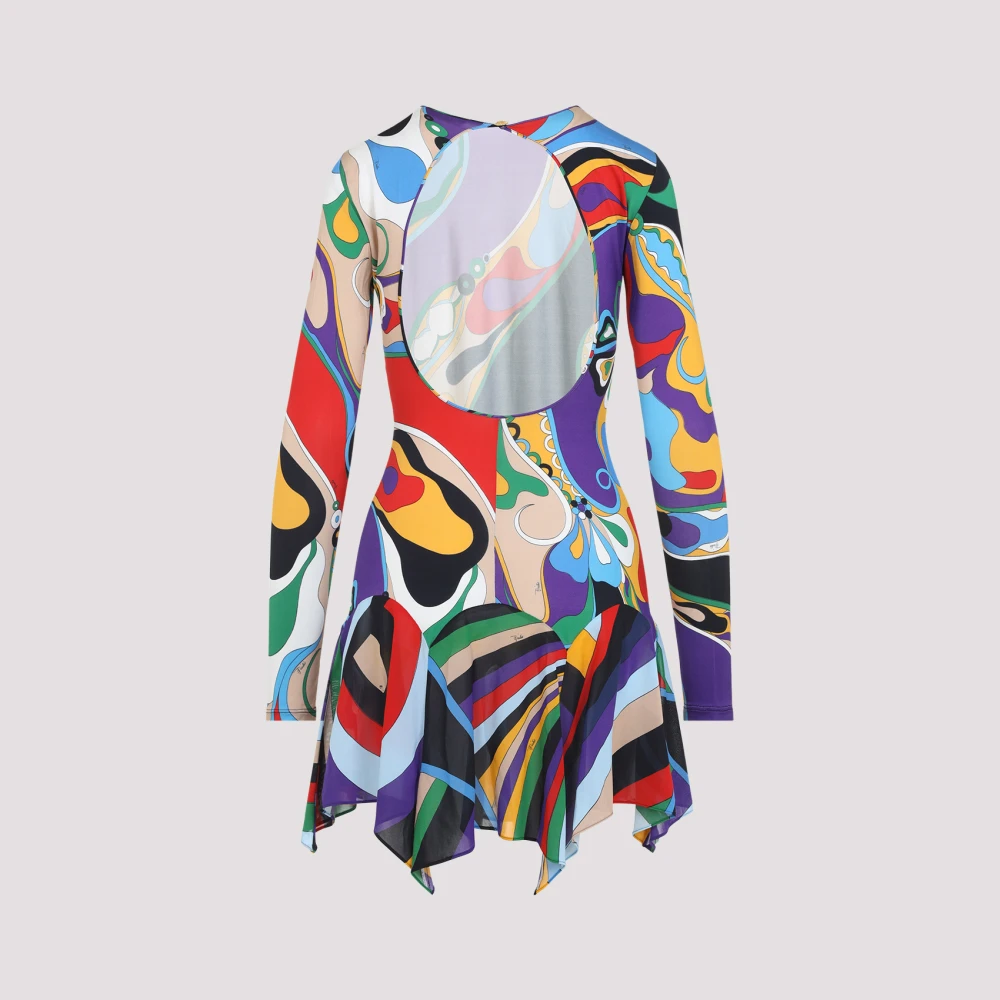 EMILIO PUCCI Viola Rosso Elegante Jurk Multicolor Dames
