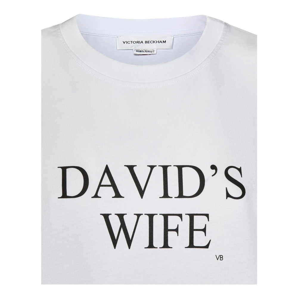 Victoria Beckham Wit T-shirt met 'Vrouw van David' Slogan White Dames