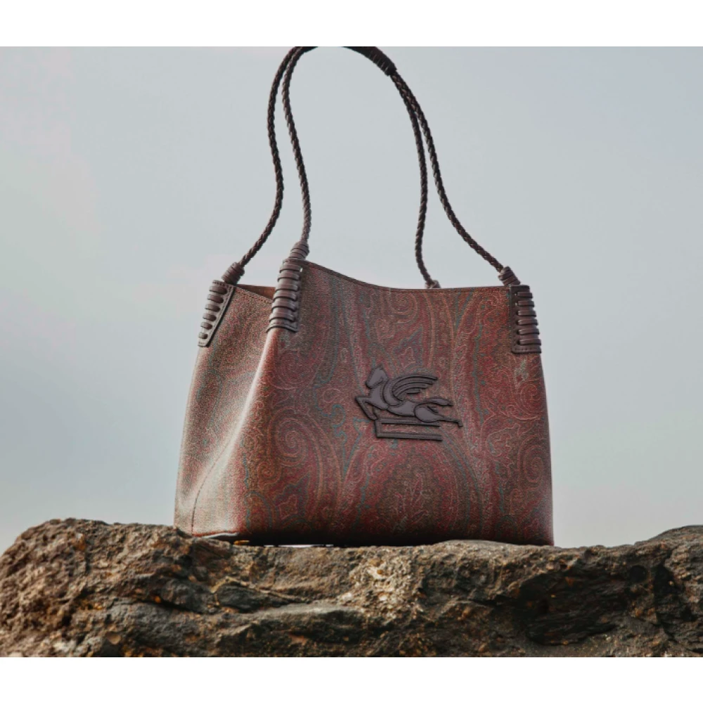 ETRO Paisley Jacquard Winkelmandje met Geborduurde Patch Brown Dames