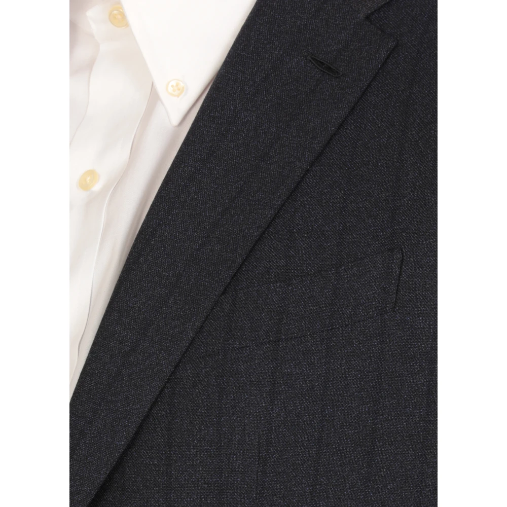 Caruso Blauw Wollen Pak Jas Klassieke Stijl Blue Heren