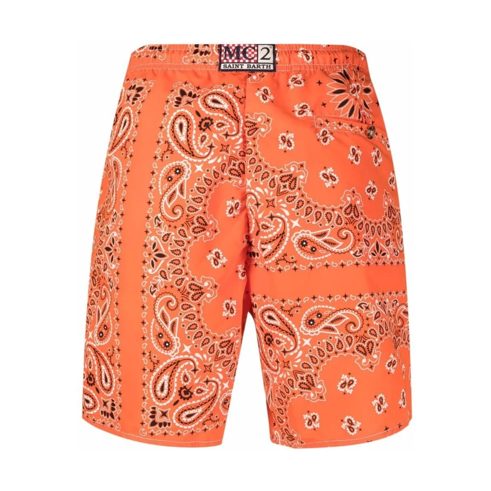 MC2 Saint Barth Zee Kleding Oranje Bandana Print Shorts Orange Heren