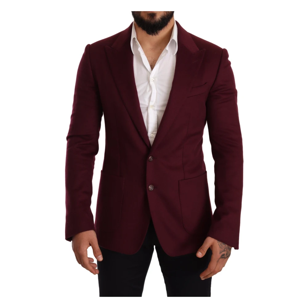 Dolce & Gabbana Men's Brown Blazers,, Elegant Maroon Bordeaux Cashmere Blazer Medium