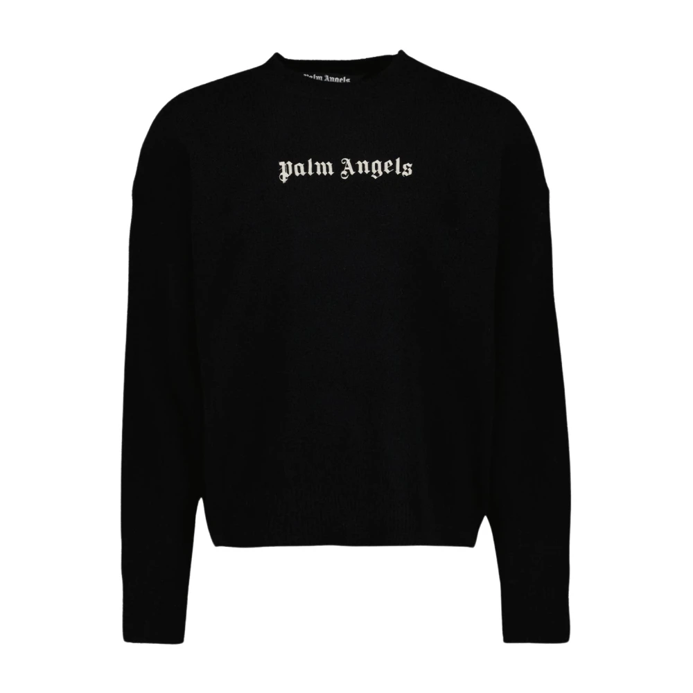 Palm Angels Men's Black Round Neck Long Sleeve Jumper - Round-Neck Knitwear - M - Knitwear
