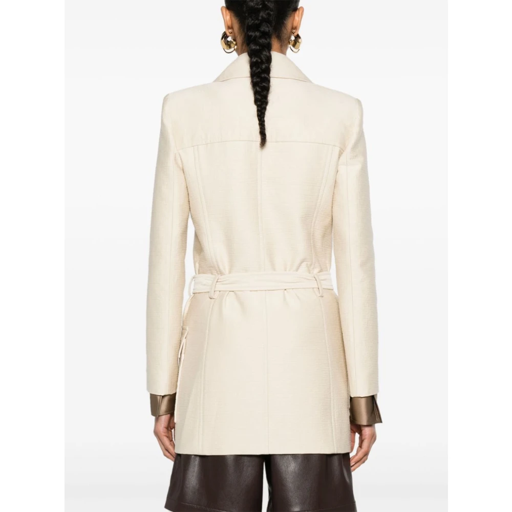 Saint Laurent Saharienne Overcoat Beige Dames