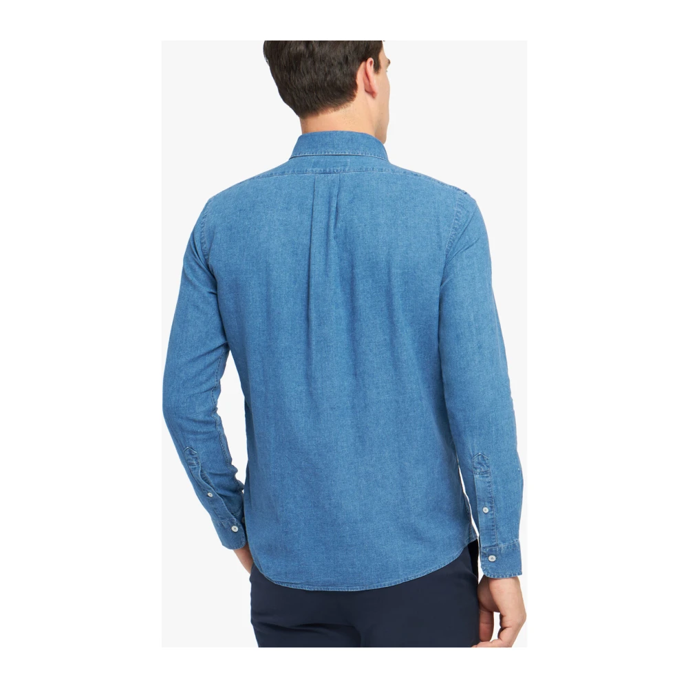 Brooks Brothers Slim Fit Katoen-Linnen Chambray Overhemd met Spreidkraag Blue Heren