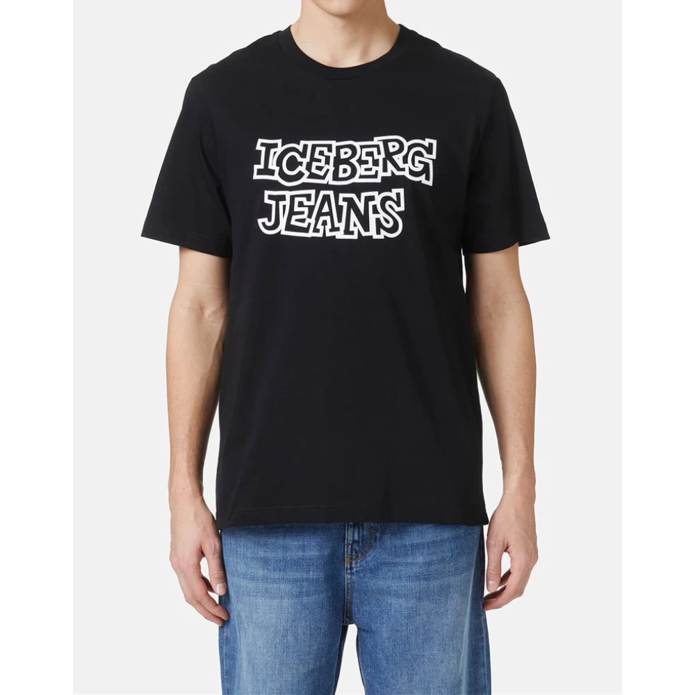Iceberg Zwart T-shirt uit de Re-Edit collectie Black Heren