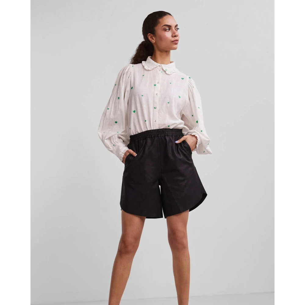 Y.A.S Leren Bermuda Shorts Black Dames