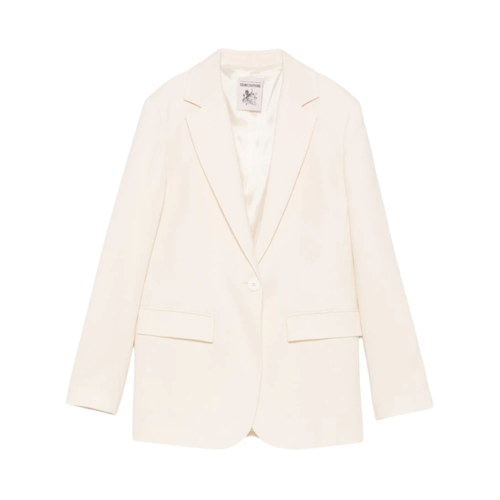 Semicouture Giacca In Lana Ebano - Female - Blazers - White - M - Jackets