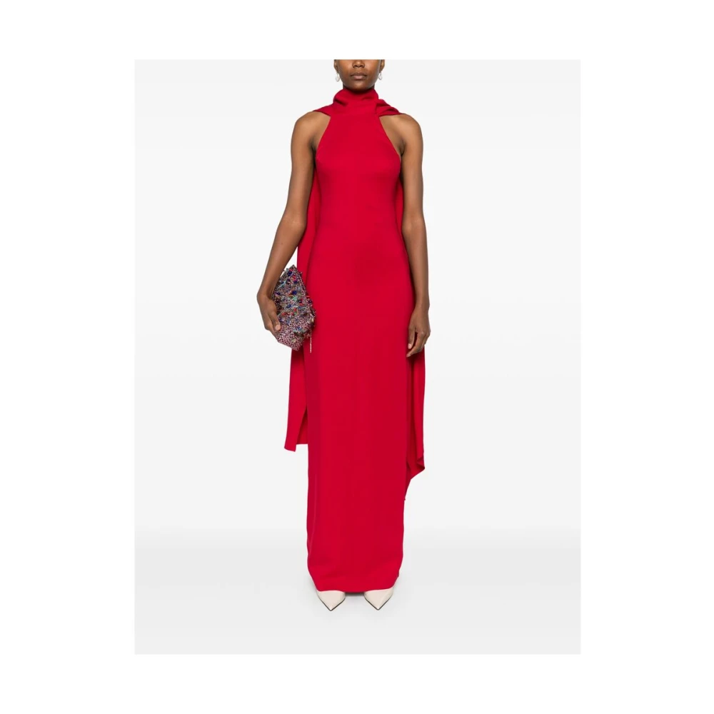 Solace London Rode Halternek Jurk met Sjaal Detail Red Dames