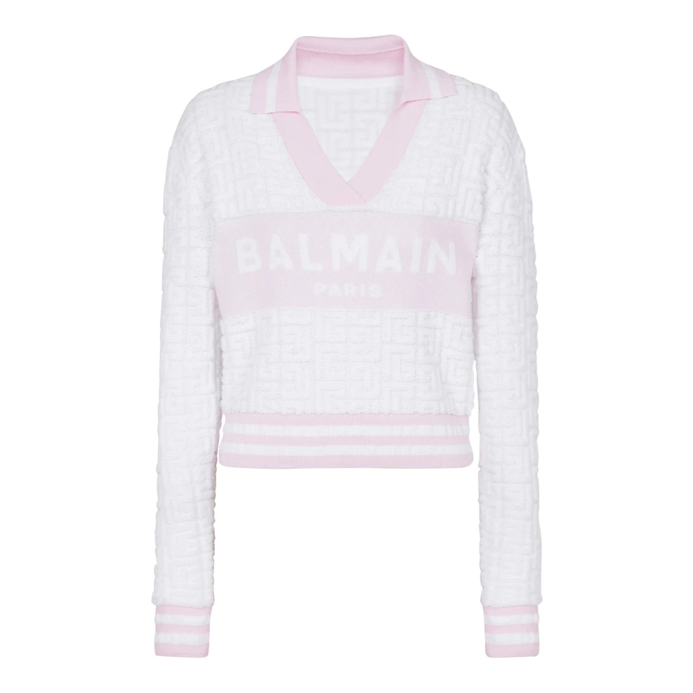 Balmain Monogram gebreide polo Pink Dames