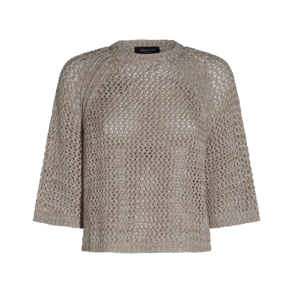 Fabiana Filippi Beige Crew Neck Sweater Gray Dames