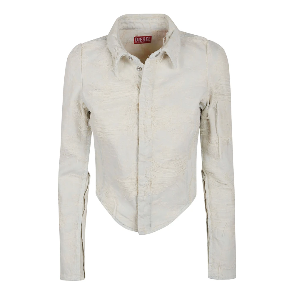 Diesel Wit Overhemd Moderne Pasvorm Casual Stijl Beige Dames