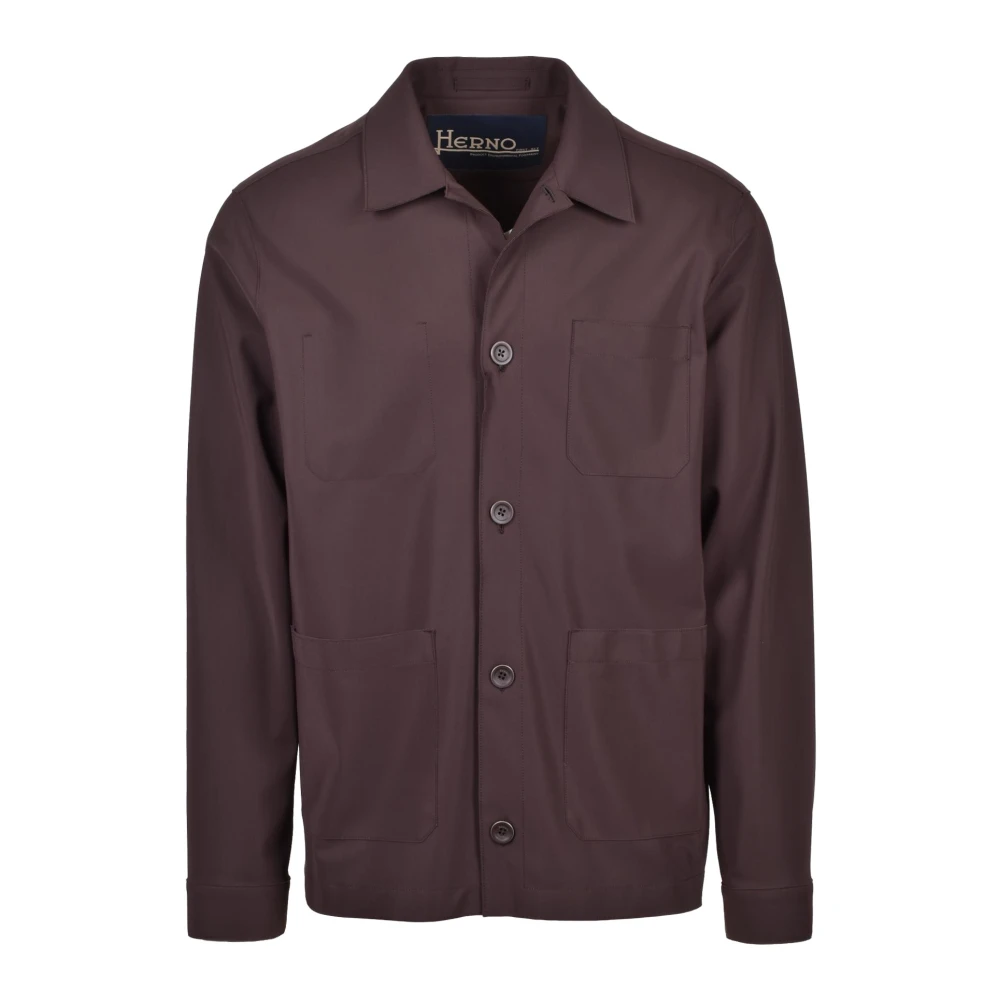 Herno Mannelijk Bruin Jassen Heren, L, Giacca Camicia Scuba