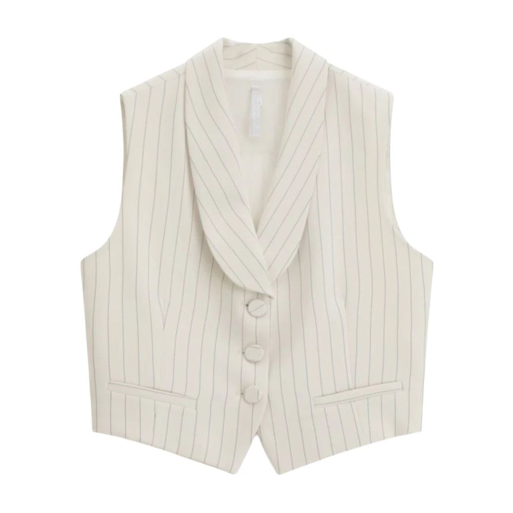 Imperial Women's White Waistcoats, M, Tailored Striped Gilet