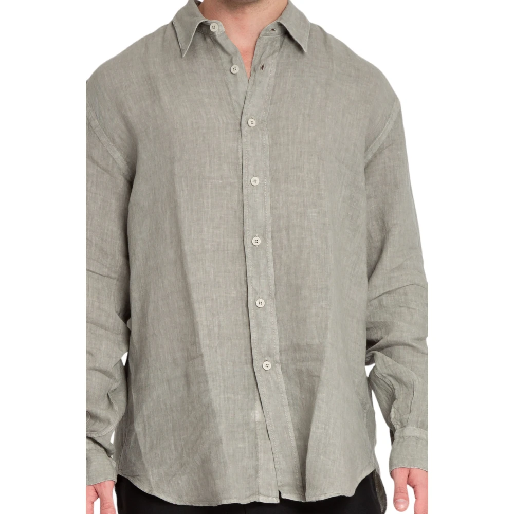 Costumein Linnen Shirt in Groen Grijs Green Heren