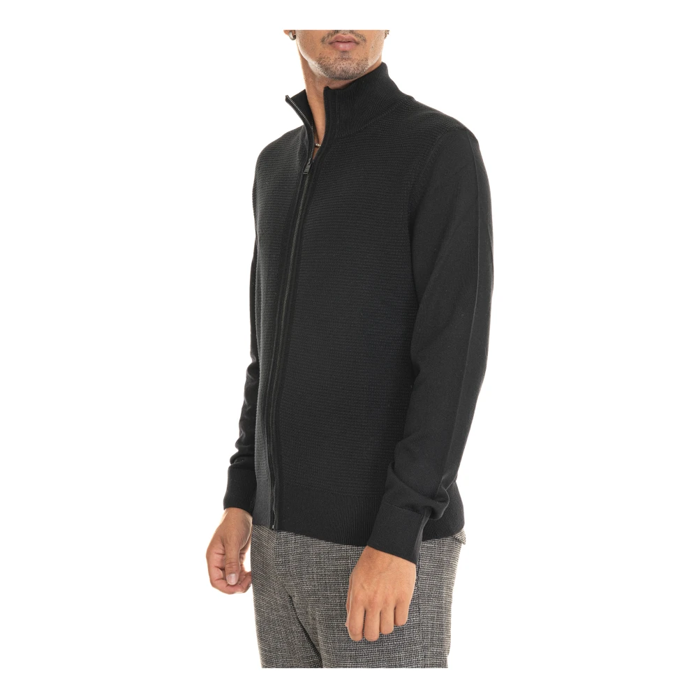 Boss Stijlvolle gebreide cardigan Black Heren