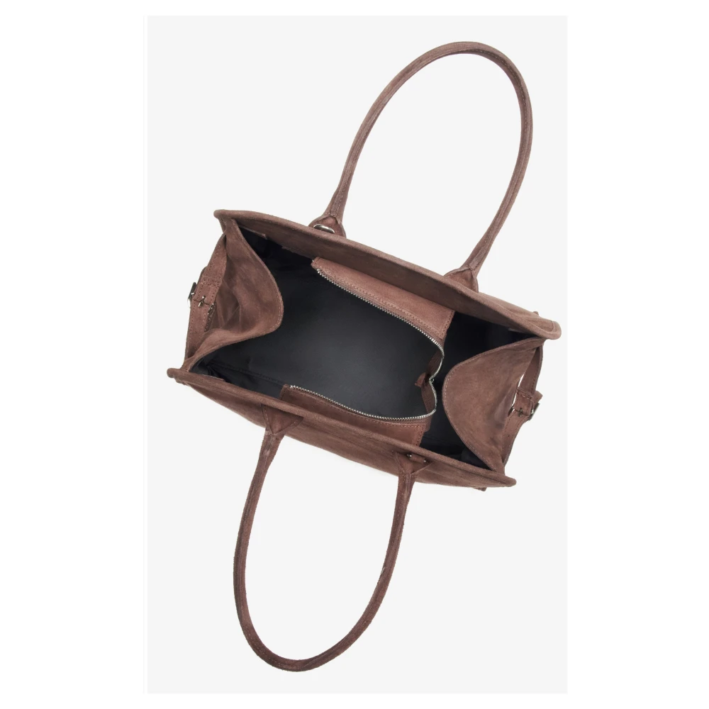 Estro Donkerbruine Satchel Handtas voor Dames gemaakt van Premium Italiaans Velours Brown Dames