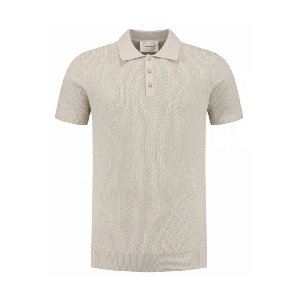 Pure Path Gebreide Polo SS Pullover Gray Heren