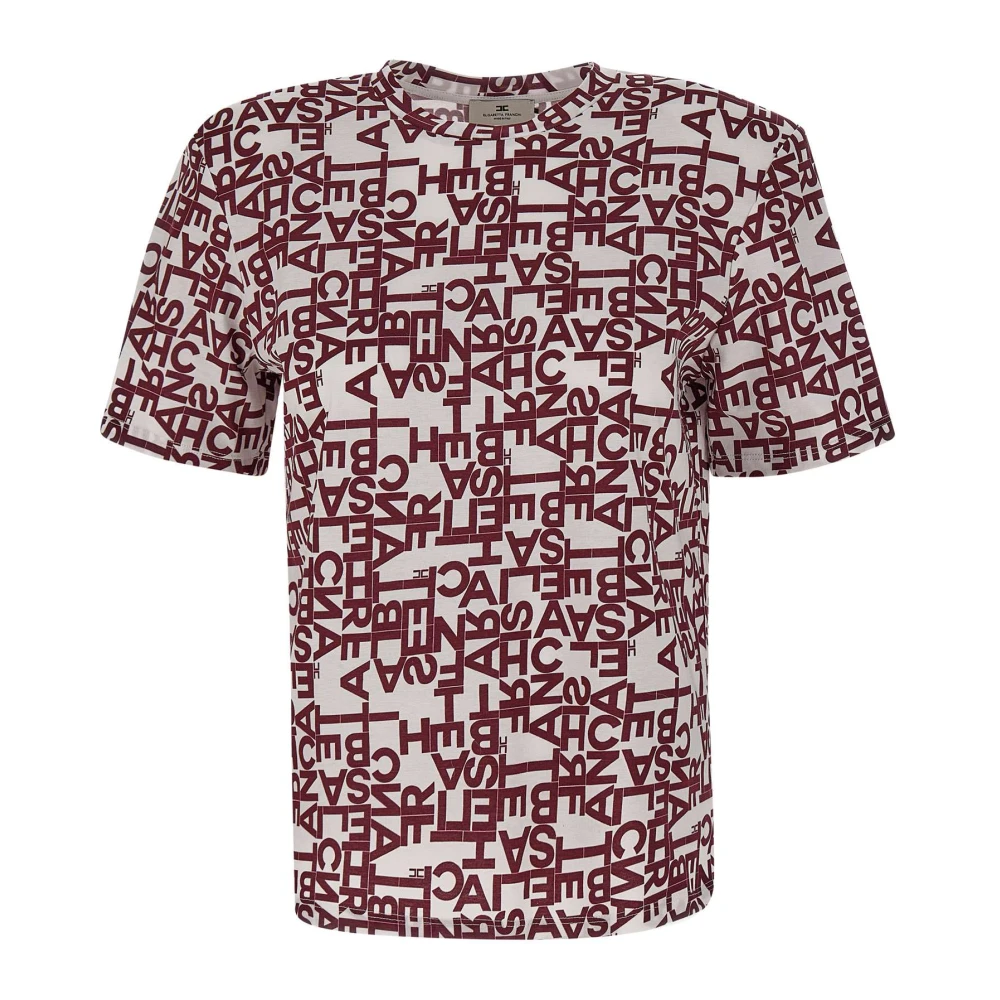 Elisabetta Franchi Bordeaux Monogram Katoenen T-shirt Red Dames