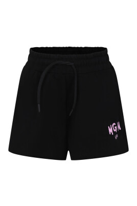shorts-casual-noirs-avec-logo-rose