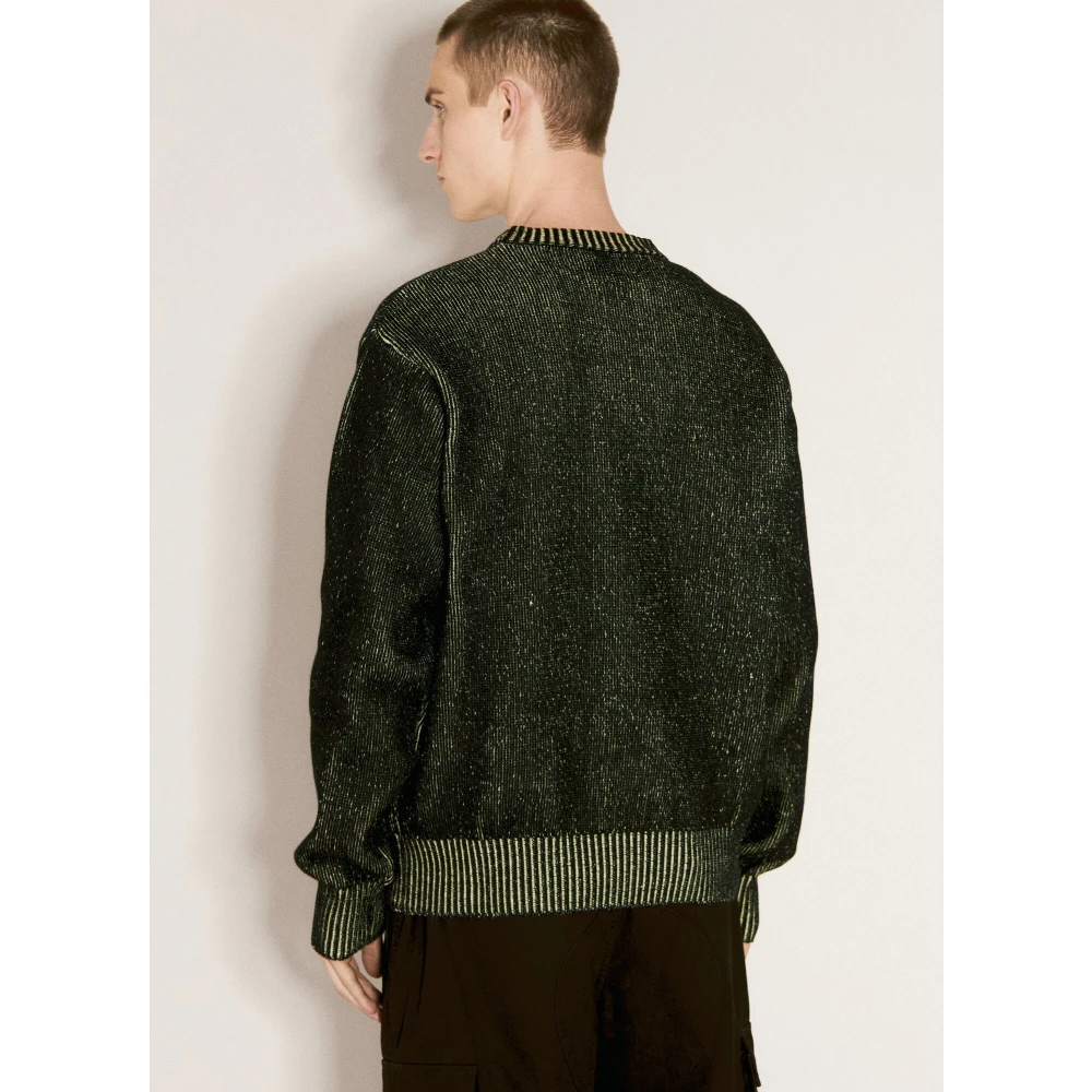 Gr10K Gezellige Crewneck Gebreide Trui Green Heren