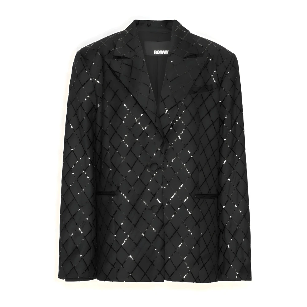 Rotate Birger Christensen Zwarte Oversized Vierkante Jas Black Dames