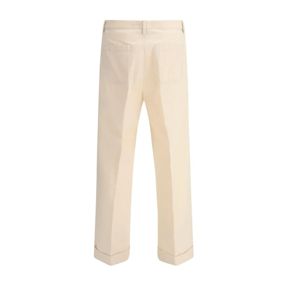 Valentino Wijde katoenen broek met zakken Beige Heren