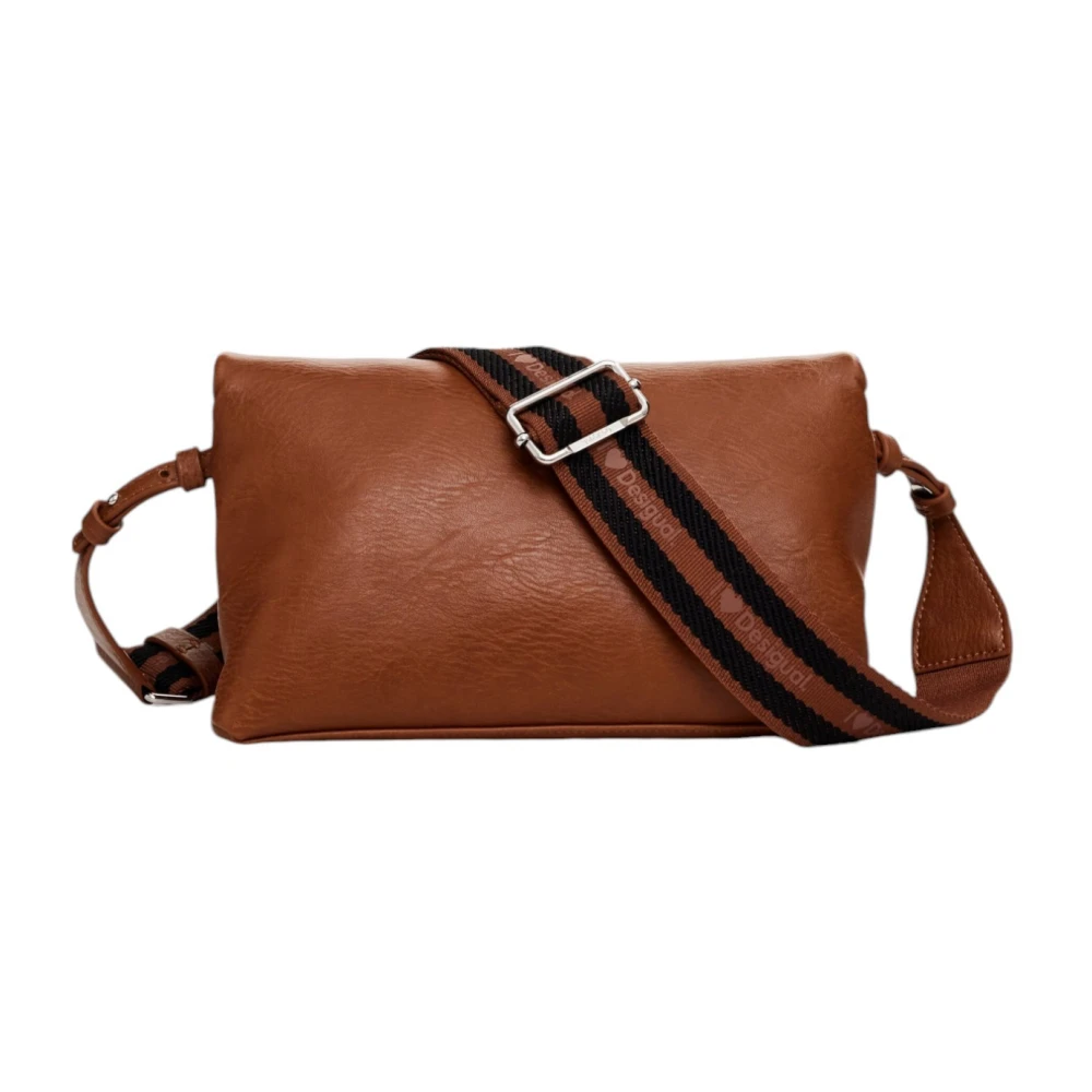 Desigual Bruine Schoudertas met Rits Vrouwen Herfst Winter Brown Dames