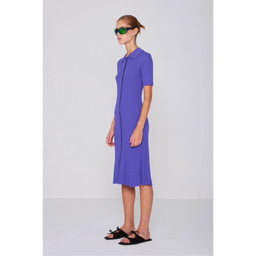 Remain Birger Christensen Ella Gebreide Midi Jurk Purple Dames