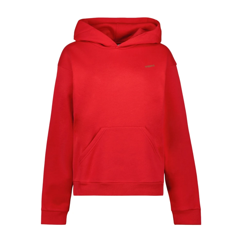 Coperni Women's Red Hoodies,, Oversized Hoodie With Printed Logo Medium