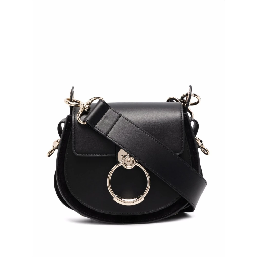 Chloé Zwarte Crossbody Tas met Gouden Logogesp Black Dames