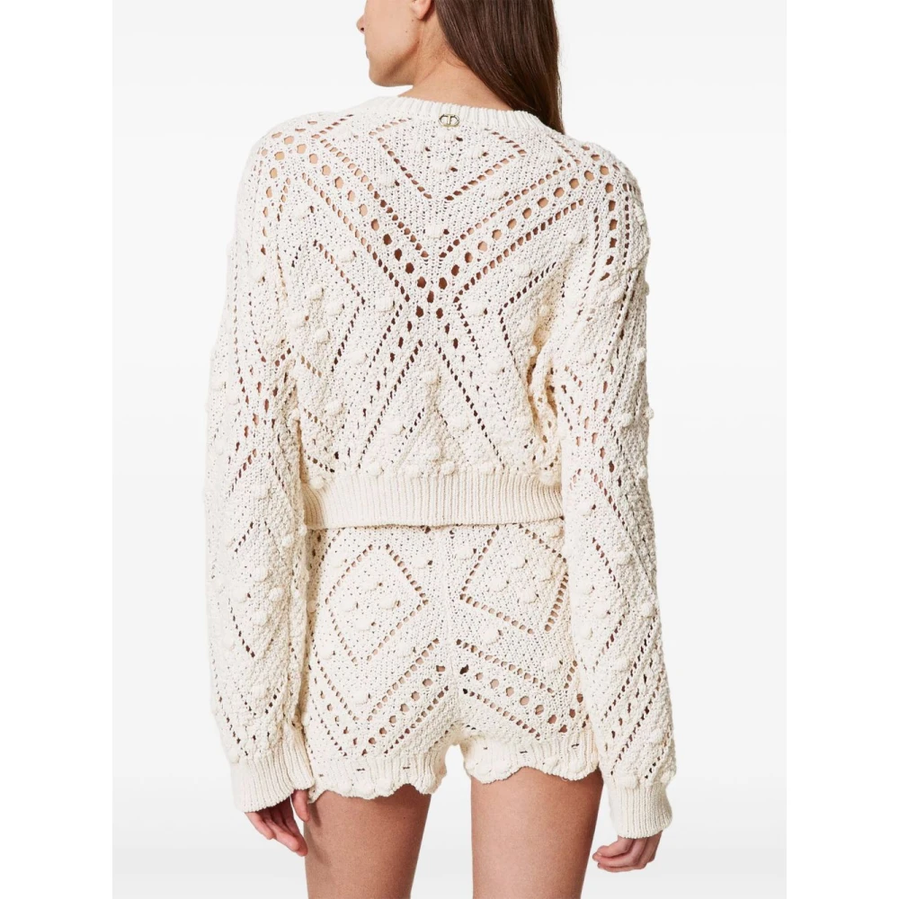 Twinset Witte Crew Neck Sweaters Beige Dames