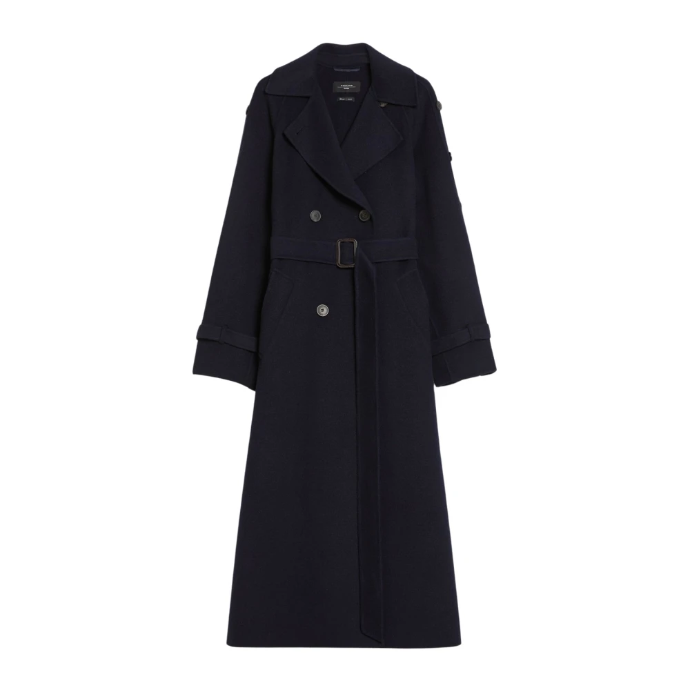 Max Mara Weekend Wollen midi trenchcoat dubbele rij knopen Blue Dames